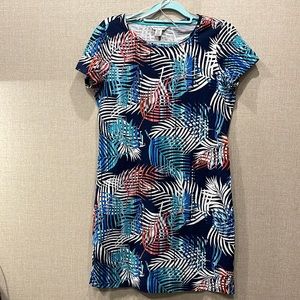Tommy Bahama Short Sleeve Crew Neck Palm Leaf Print
Cotton T-Shirt Dress Size Sm